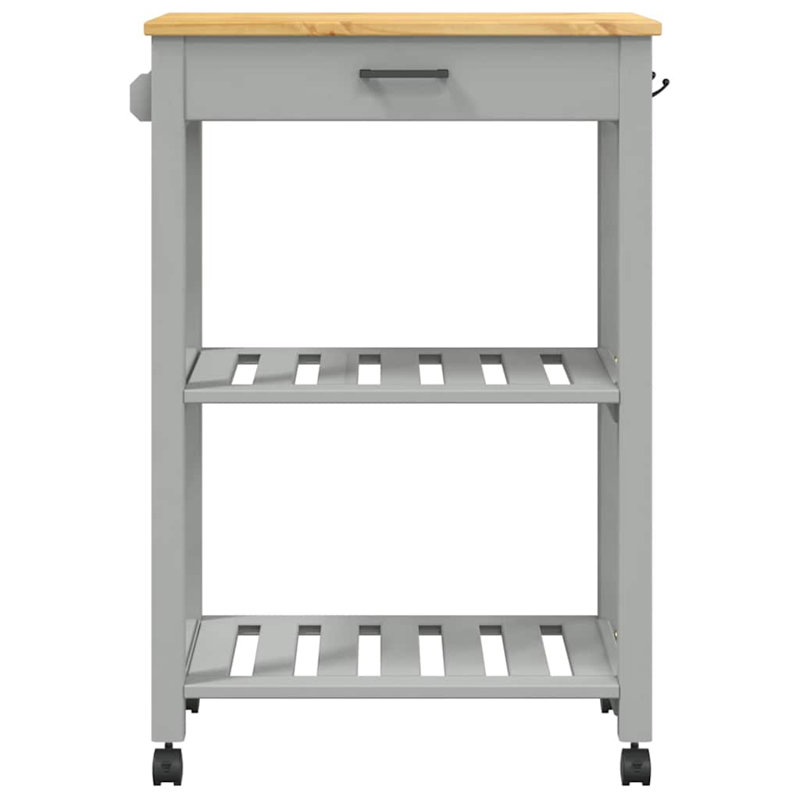 vidaXL Kitchen Trolley MONZA 23.6"x15.7"x34.8" Solid Wood Pine, Gray
