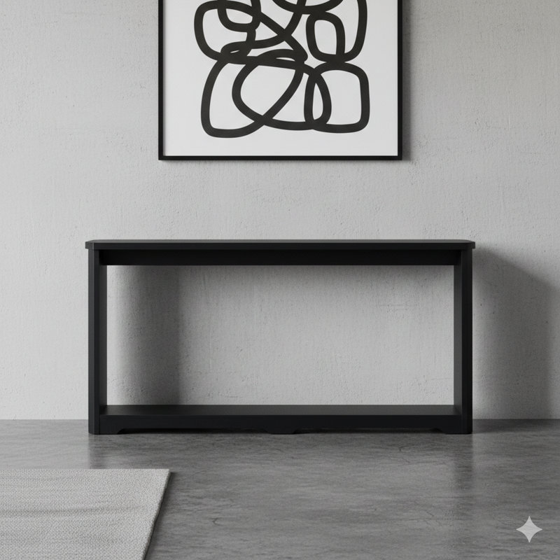 70.1-Inch Narrow Console Table With A Corrugated Texture, Designed For Storage In Entranceways. Can Be Placed Behind A Sofa And Is Suitable For Entryways, Corridors, And Foyers. Color: Black. Dimensions: 70.1"L X 8.7"W X 35.5"H.