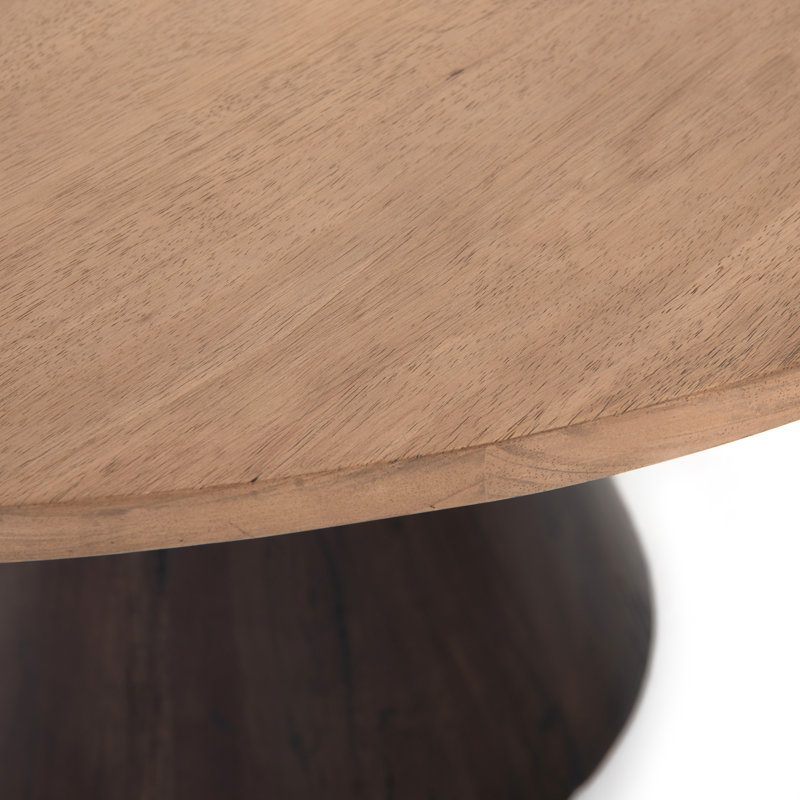 Bronx Round Dining Table, Light Brushed Parawood/Dark Brown