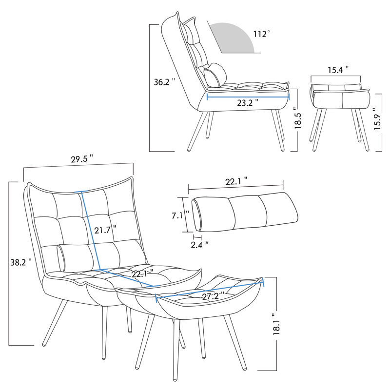 Fauteuil d'appoint à dossier capitonné en velours Cellan, Gris