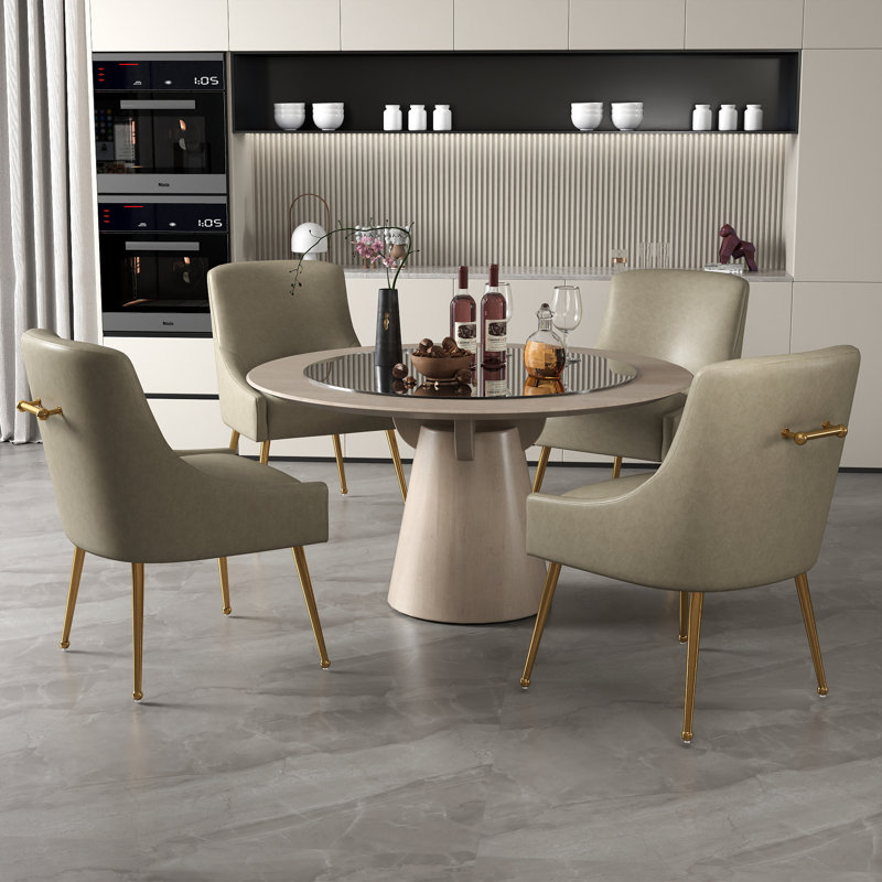 Zanthia Faux Leather Upholstered Dining Chair, Beige