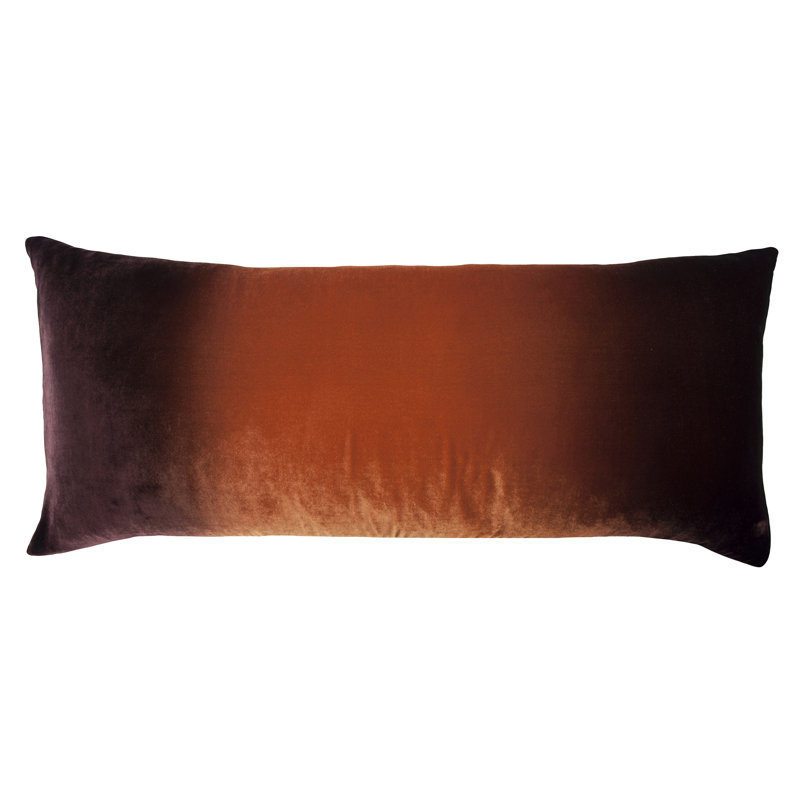 Ombre Large Rectangle Velvet Pillow Cover & Insert, Mango, Rectangle 16"H x 36"W 