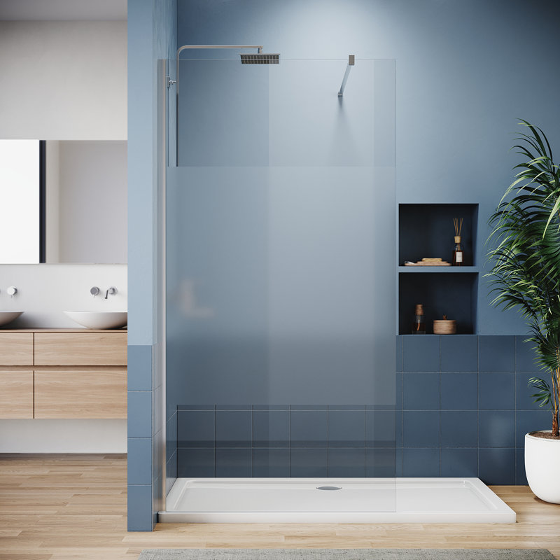 Écran de douche sans cadre l 40 po x H 72 po avec verre semi-givré de 8 mm facile à nettoyer, Chrome chrome