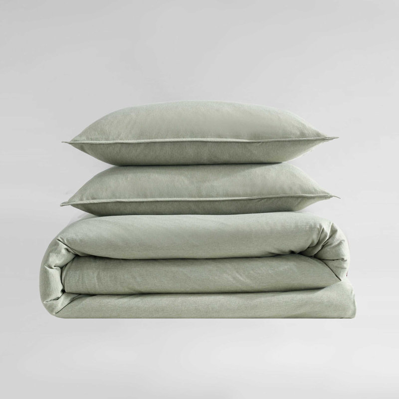 Calvin Klein Modern Cotton Melange Duvet Cover Set, Twin Duvet Cover + 1 Standard Sham, Green