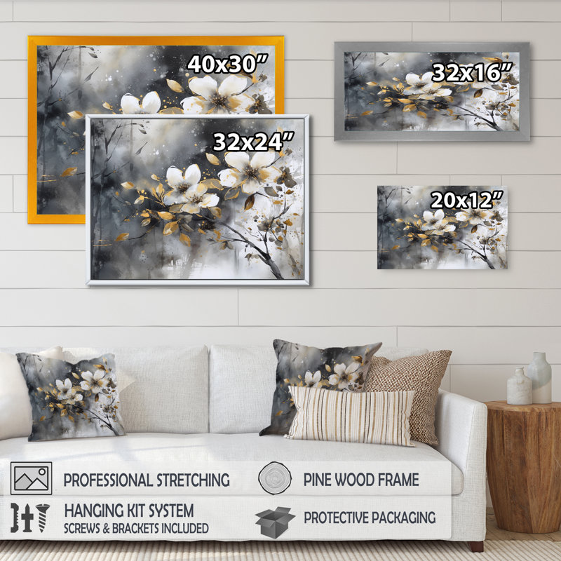 Ruckmani Daisy Tranquility sur impression sur toile, H 30 po x l 40 po x P 1,5 po, Cadre flottant noir