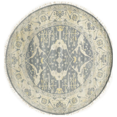 Tapis oriental rond Oushak Chobi Mute