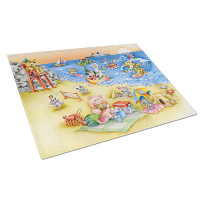 Caroline's Treasures Tempered Glass Animals Swimming at the Beach Cutting Board