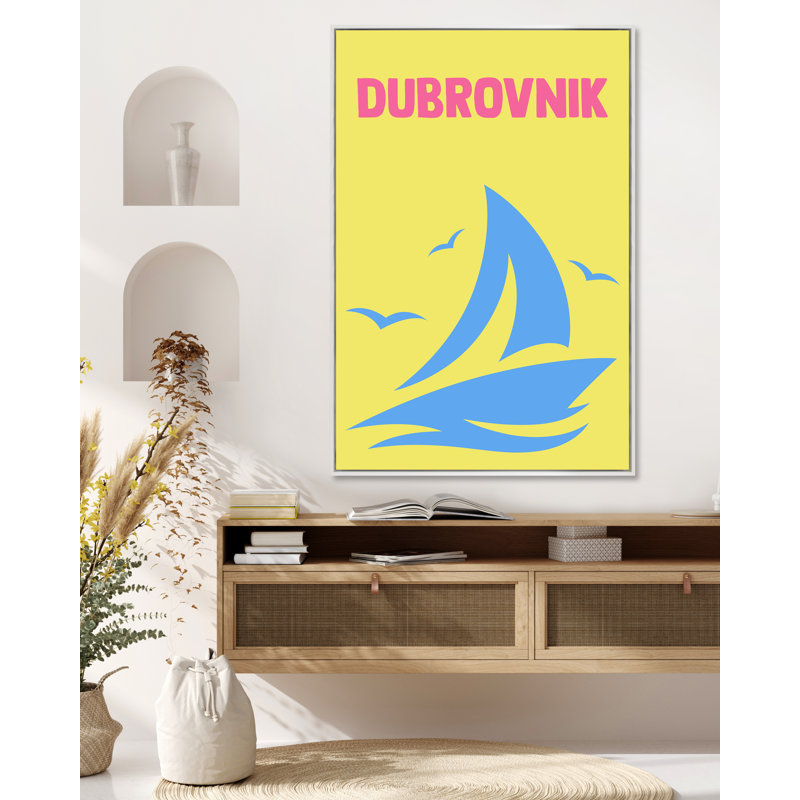 Reproduction d'art sur toile, "DUBROVNU" par YAFFA G, Cadre blanc, H 40 po x l 26 po