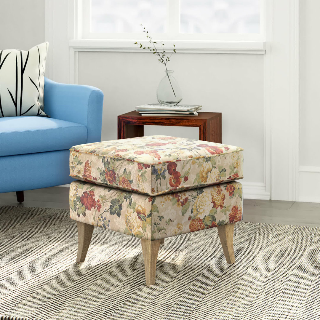 50Cm Wide Square Floral Footstool Ottoman