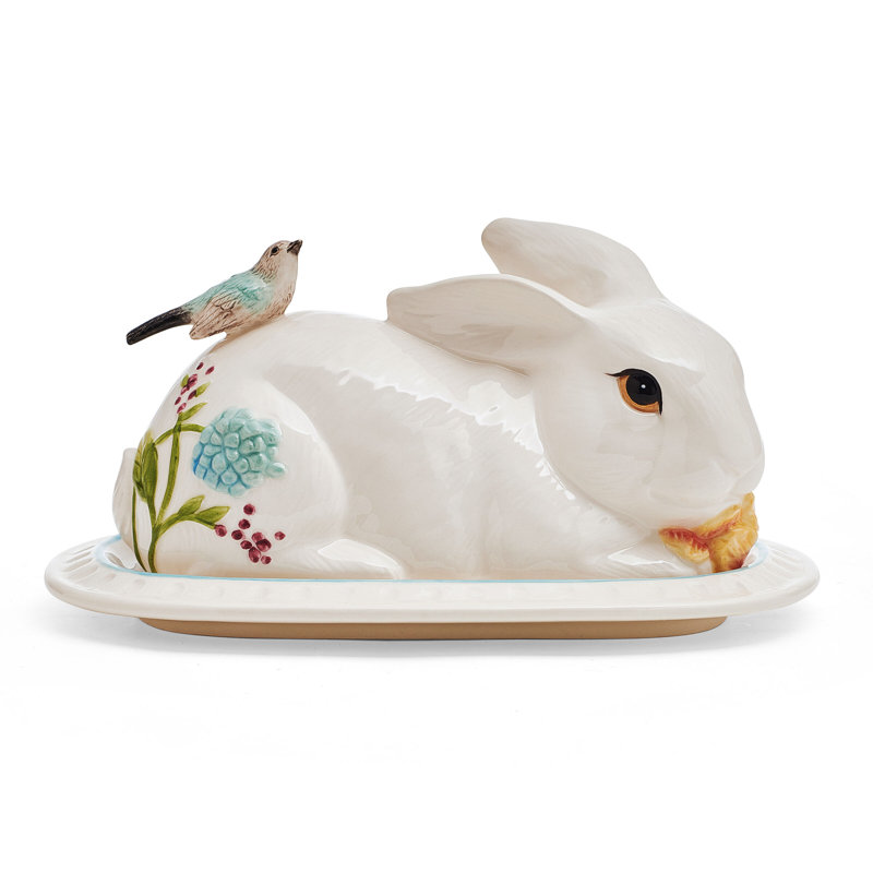 Fitz And Floyd Meadow Covered Butter Dish