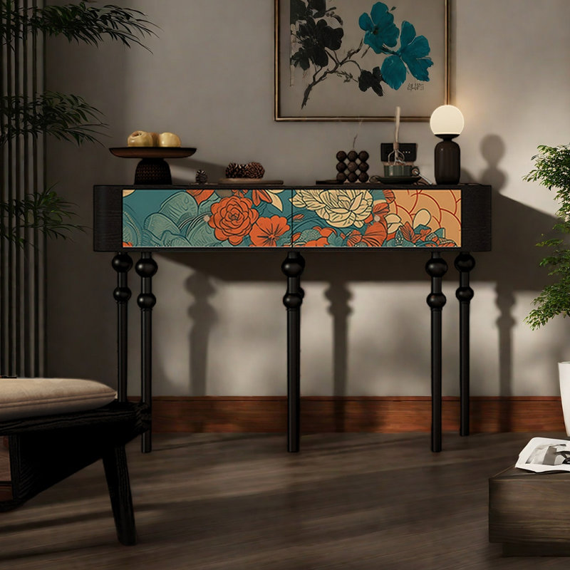 Artistic solid wood console table