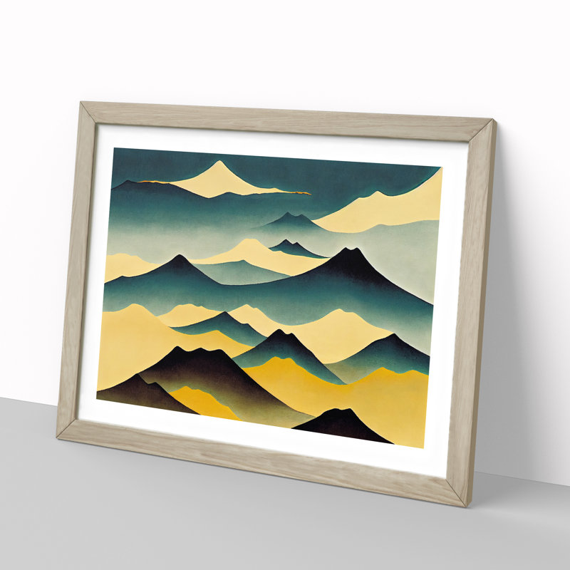 Abstract Japanese Mountains Vol.5 - Framed Print, 34cm H x 46cm W x 2cm D, Oak