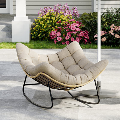 Chaise berçante de patio en forme d'œuf en acier avec coussin