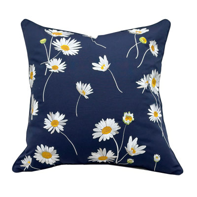 Embroidered Outdoor Throw Pillow