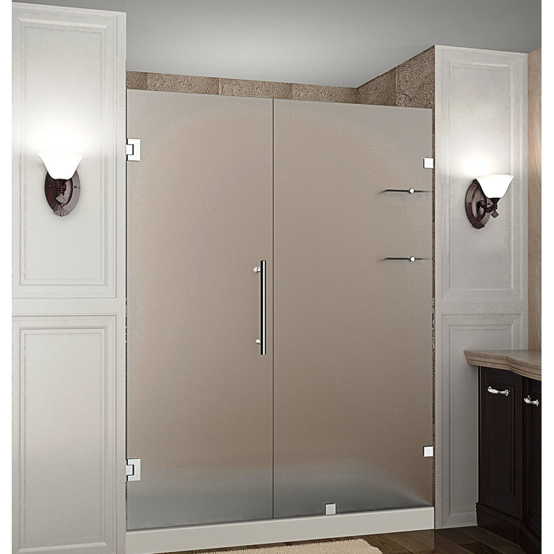 Nautis GS 32" x 72" Hinged Frameless Shower Door, Brushed Stainless Steel
