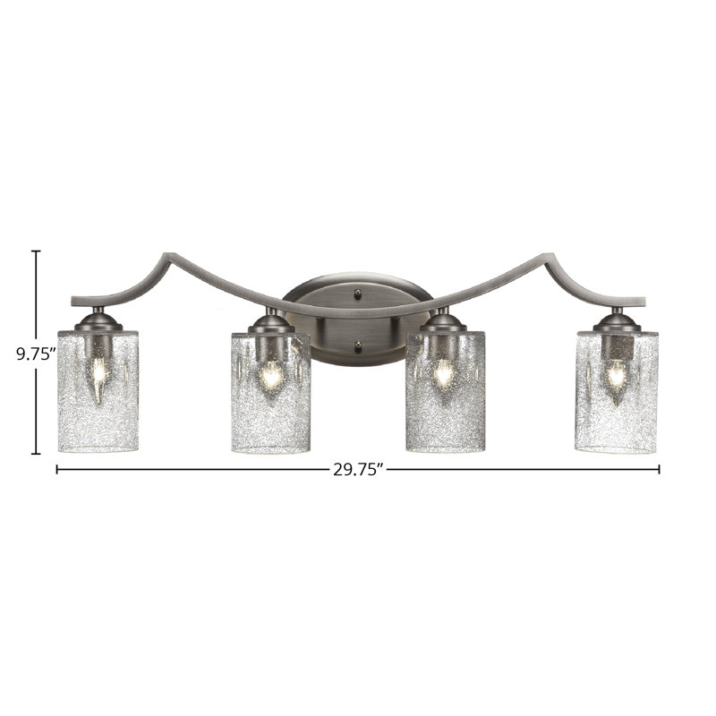 Barre d'éclairage de salle de bain 4 lumières Zilo au fini graphite avec verre transparent de 4 po, Graphite