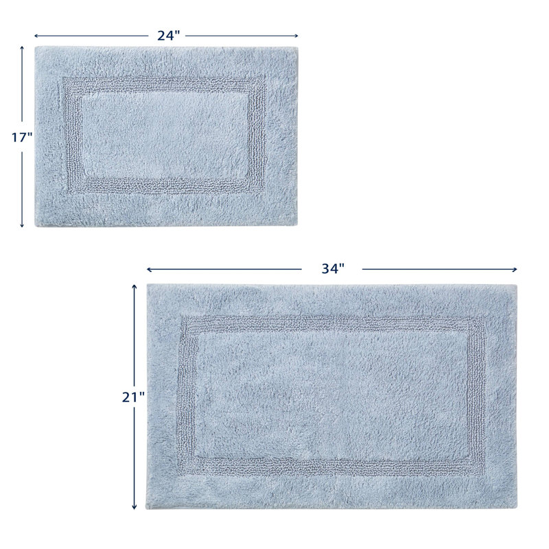Peniston Blue Cotton Tufted 2-Piece Bath Rug Set