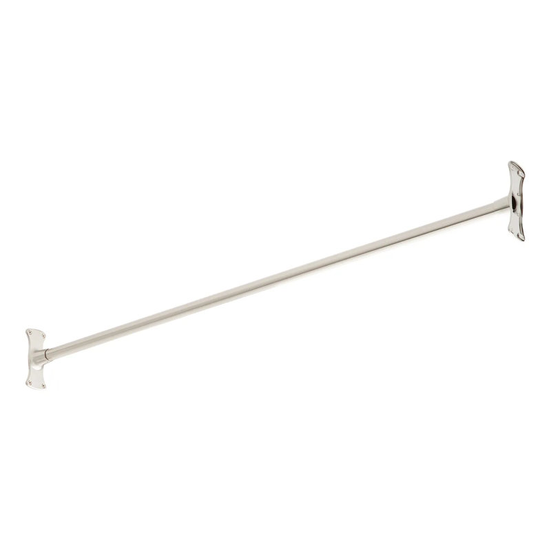 48" Brass Straight Shower Curtain Rod, Brushed Nickel