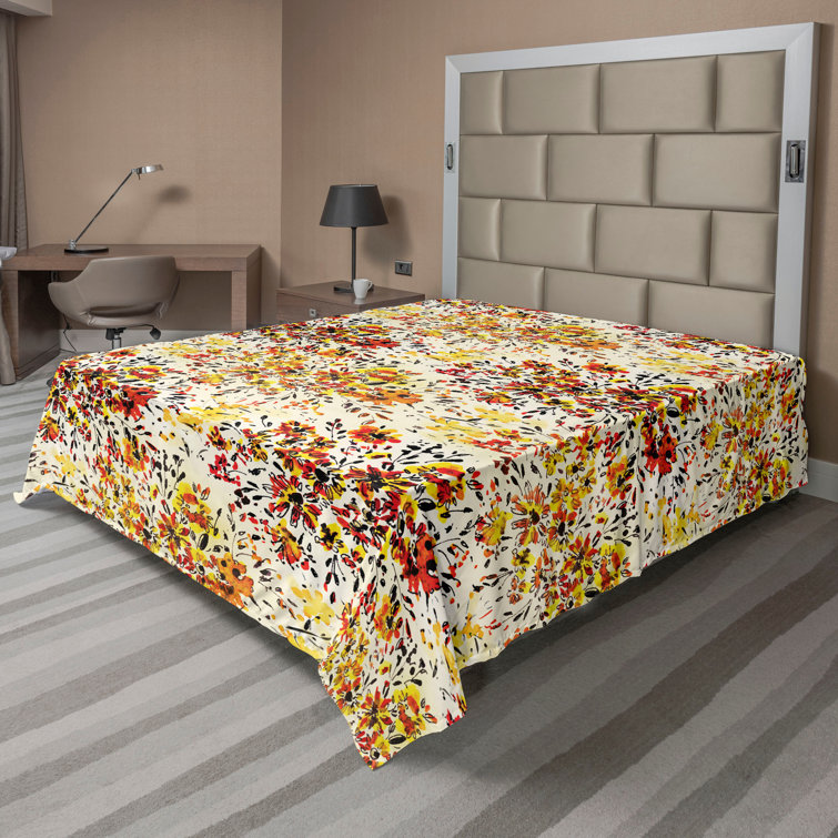 Drap plat à motif floral bohème Ambesonne