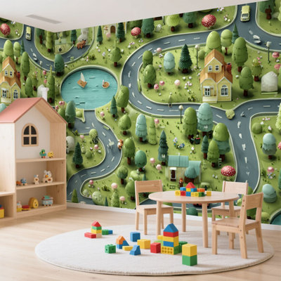 Peel and Stick Wallpaper Wall Mural play carpet for children s playroom Playground Children playmat Wall Art Self Adhesive and Removable