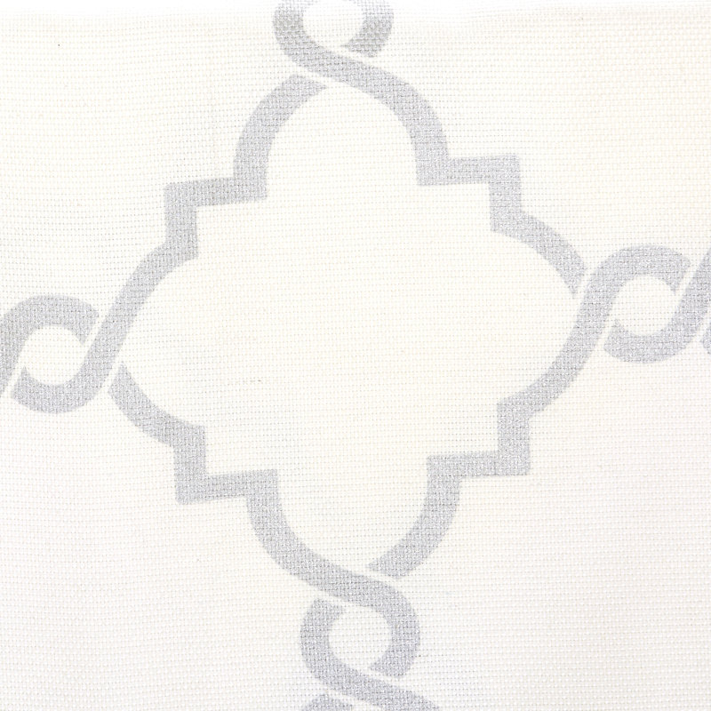 Fretwork Print Grommet Top Single Window Curtain Panel, 50" W x 95" L, Ivory/Grey