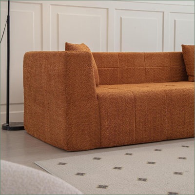 Canapé modulaire à méridienne profonde en L capitonné modulaire de 105,5 po | Noyer brun | Mousse, polyester