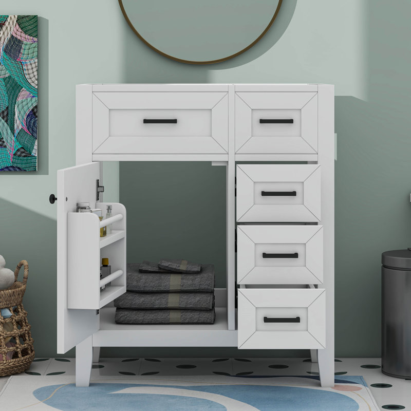 Meuble-lavabo 30 po avec tiroirs, Blanc