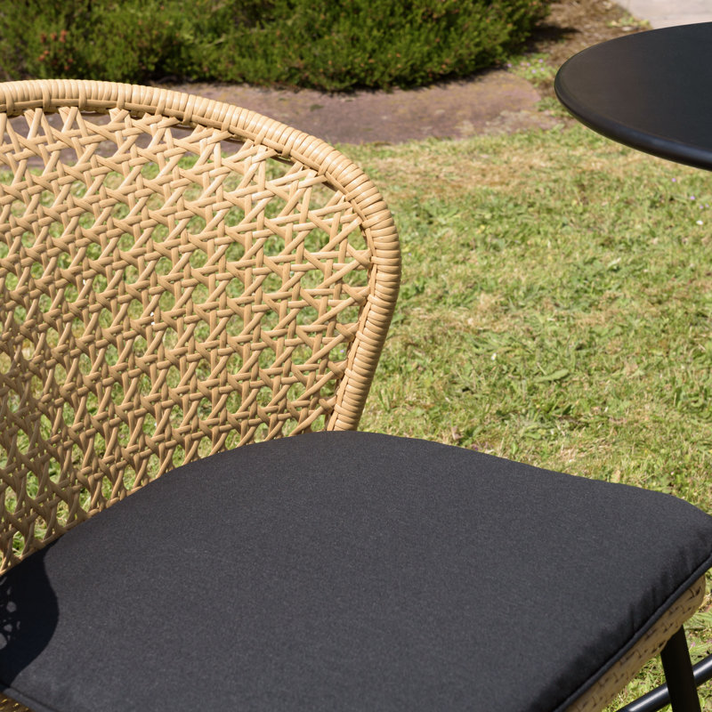 Madarisse 6 - Person Patio Dining Set with Rectangular Table , Cushions Included, Cream/Black, Black