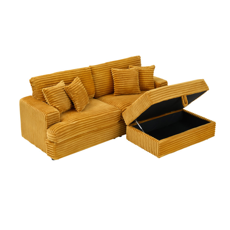 Aura Modular Sofa With Hidden Storage, Independent Spring Cushion & Cloudlike Memory Foam, Orange