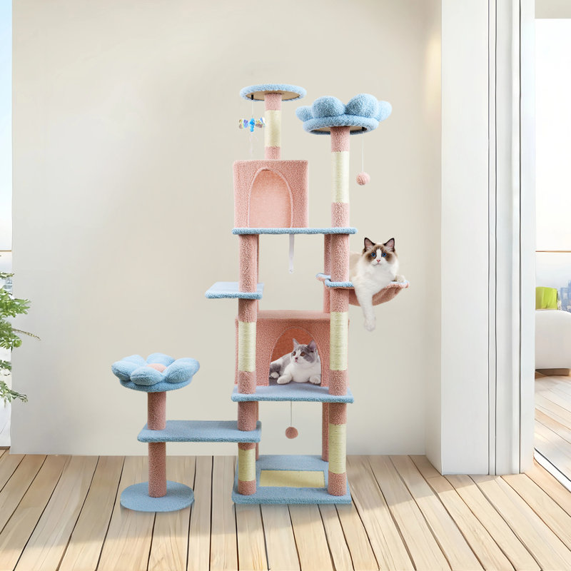 Arbre à chat 71 po avec condo et hamac 71 po, Bleu
