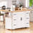 56" Kitchen Island With Rubber Wood Veneer Drop Leaf, Power Outlet, 4 Door Shelves, Embossed Vertical Stripe Rolling Kitchen Cart On 4 Wheels With 6 Deep Drawers For Kitchen, Dining Room-782782357