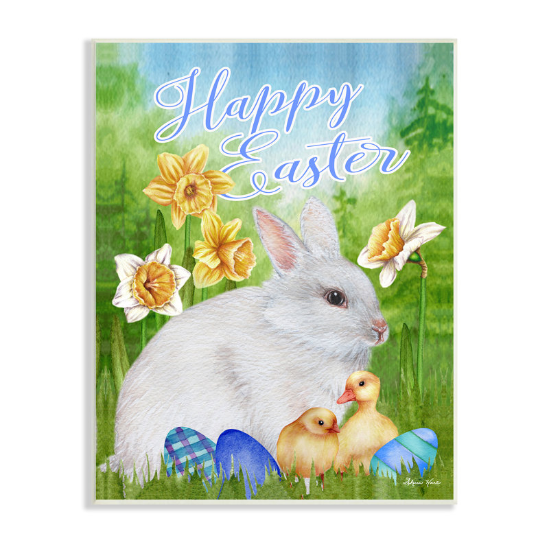 Joyeuses Pâques, printemps, lapin, phrase Ba, poussins, Sheri H, H 13 po x l 19 po