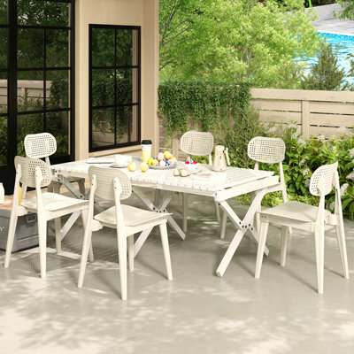 Ensemble de 4 chaises en plastique avec trou de ventilation en nid d'abeille, chaises de salle à manger simples et modernes, 4 chaises de salon confortables pour le salon, la salle à manger, le salon, blanc / gris / noir