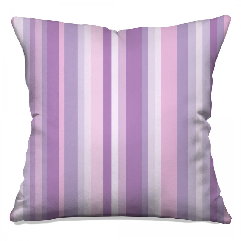 Coussin décoratif à rayures mauves, 16 po x 16 po