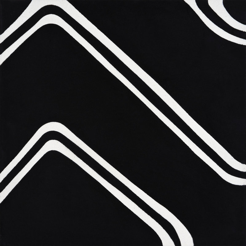 Chawen 8" x 8" Wall & Floor Singular Tile, Black/White