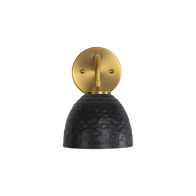 Lesniak 1-Light Wall Sconce in Modern Brass, Black