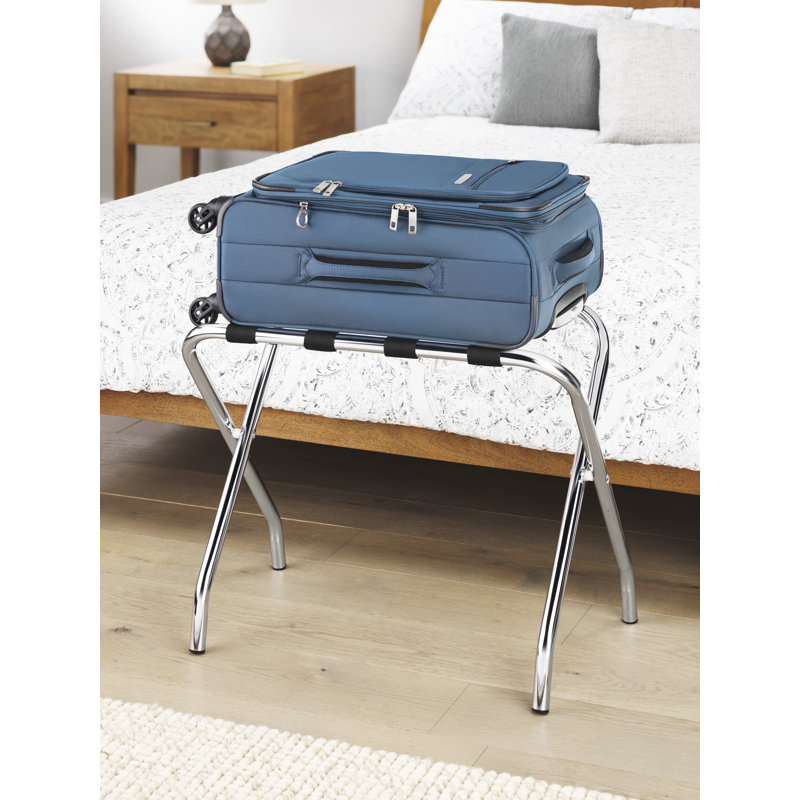 Whitmor Chrome and Black Metal Folding Luggage Rack