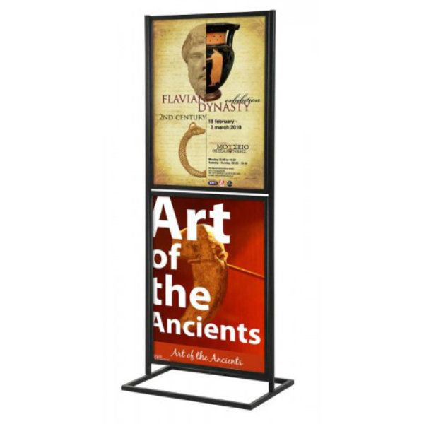 Black Metal Double-Sided Floor Standing Poster Sign Holder