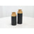 Cole And Grey Metal Color Block Decorative Vase With Rounded Linear Grooves And Brown Wood Tops-1521403193