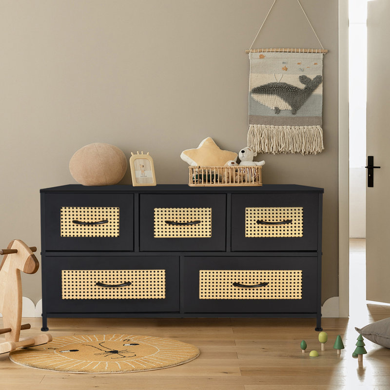 Amarantha Iron 100cm W 5 - Drawer Chest of Drawers