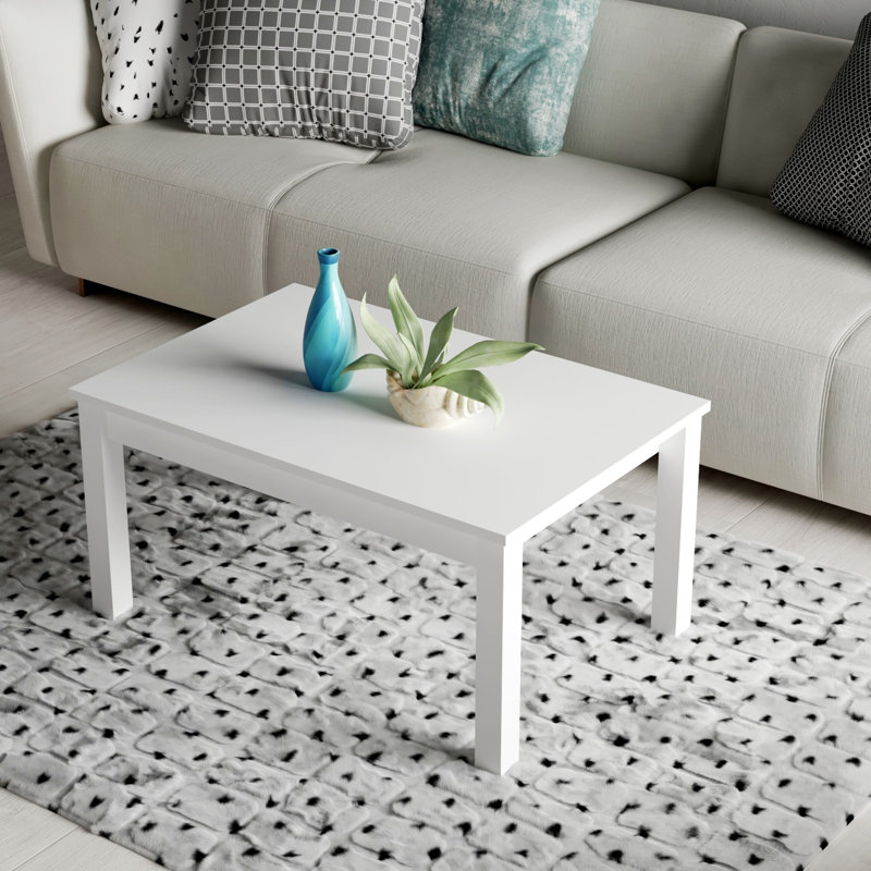 Elexius Four Leg Coffee Table, White, 44.8(cm)H x 90(cm)W x 60(cm)D