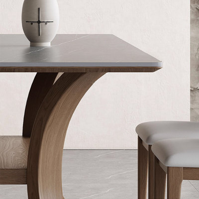Wabi-sabi style rectangular solid wood rock table
