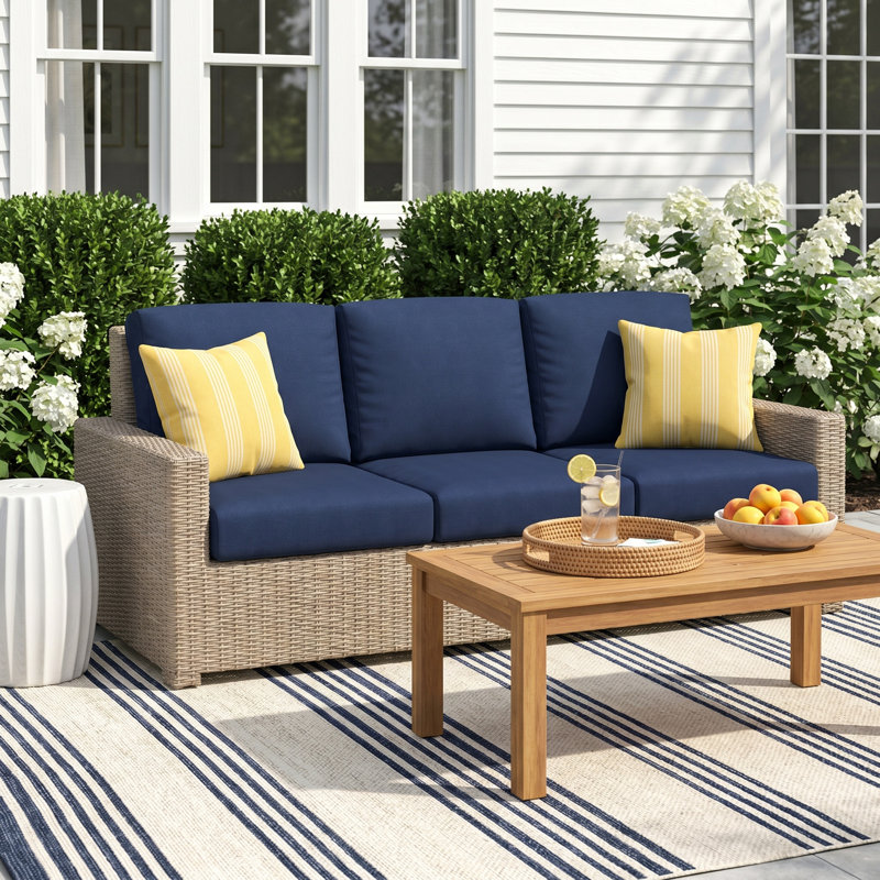 Henri 3 Seat Sofa With Sunbrella Cushions, Canvas Natural