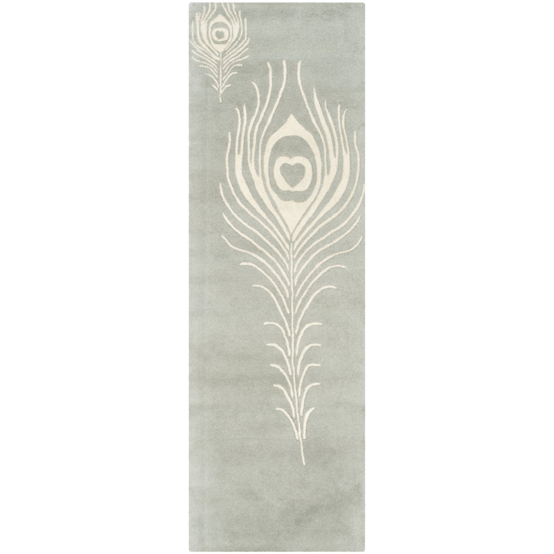 Tapis en laine et viscose touffeté à la main Nonia, Tapis de couloir beige