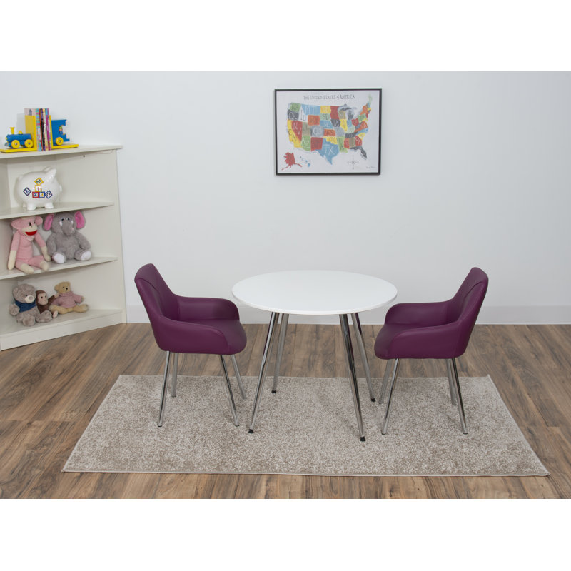 Paz Kids 3 Piece and Chair Set, Purple