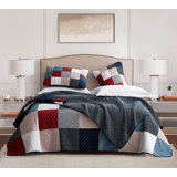  Pre-Washed Multicolor Patchwork Cotton Reversible Quilt Set