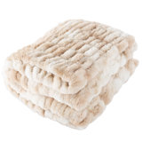 Lavish Home Oversized Ruched Faux Fur Blanket - 60x80-Inch Jacquard Faux Fur Queen-Size Throw for Sofas and Beds - Luxurious Bedding