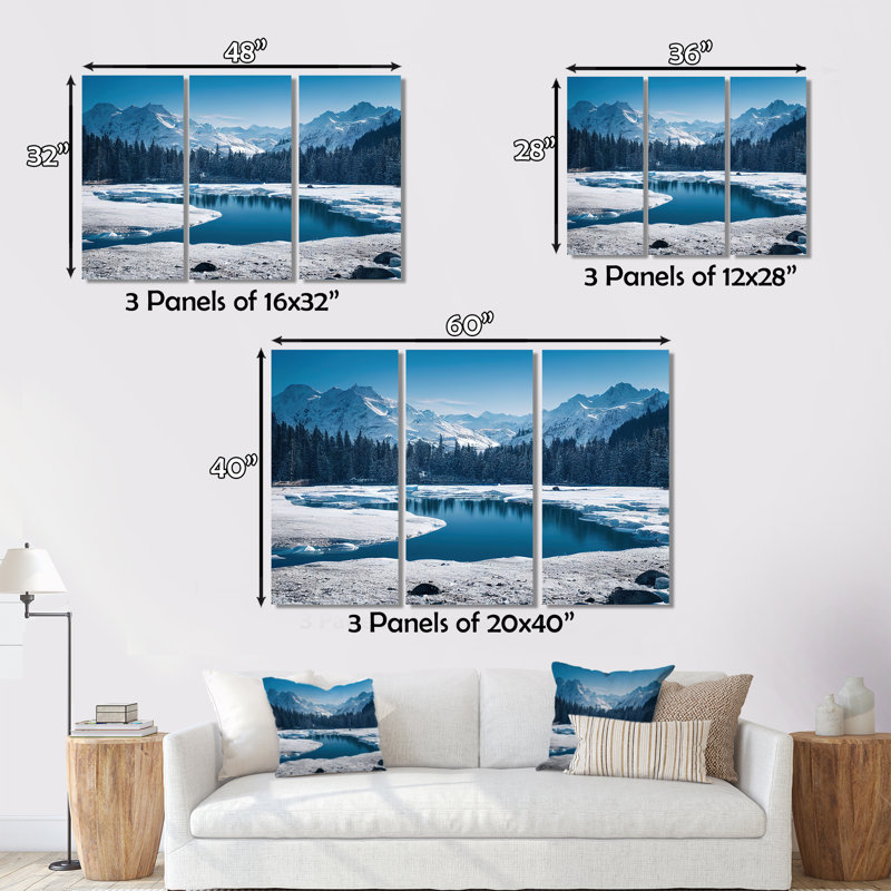 «Icy Alaskan Wilderness IV», reproduction sur toile 3 pièces, H 28 po x l 36 po x P 1 po