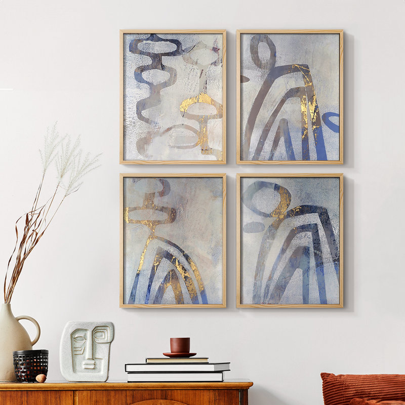 Linx I, ensemble de 4 reproductions encadrées, Naturel, H 14 po x l 44 po