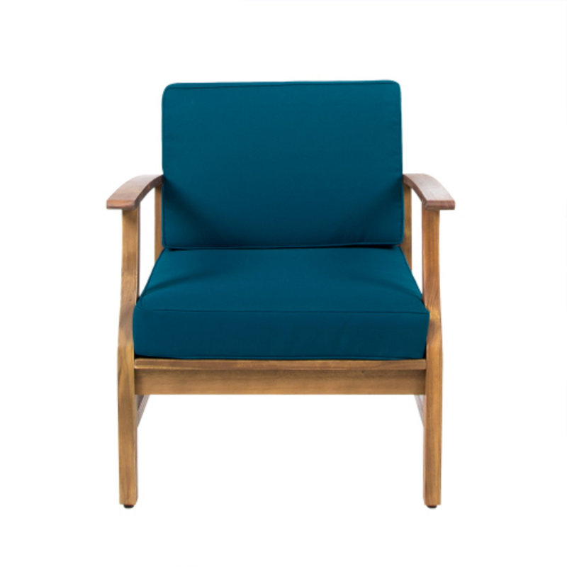 Chaise de patio pour club, Bleu, Naturel